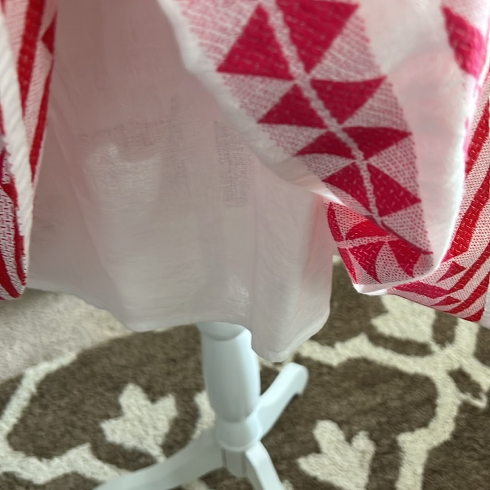 THML Striped Blue and White Dress with Pink and Orange Accents - Picture 5 of 8